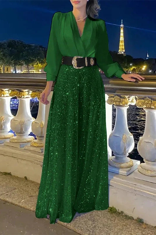 Elegant Loose V Neck Maxi Dress