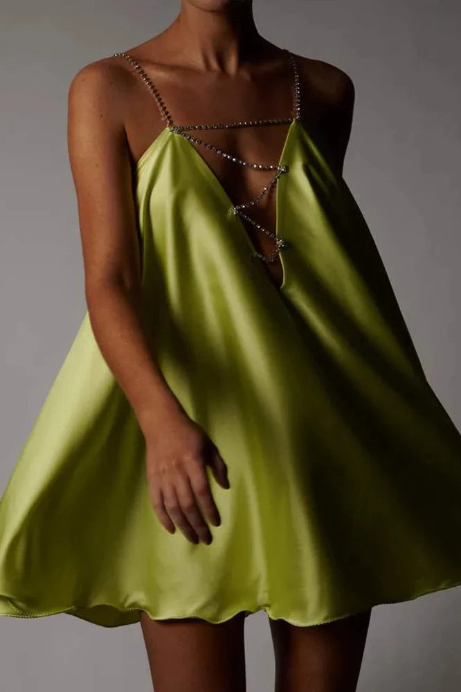 Hollow V-Neck A-Line Mini Dress