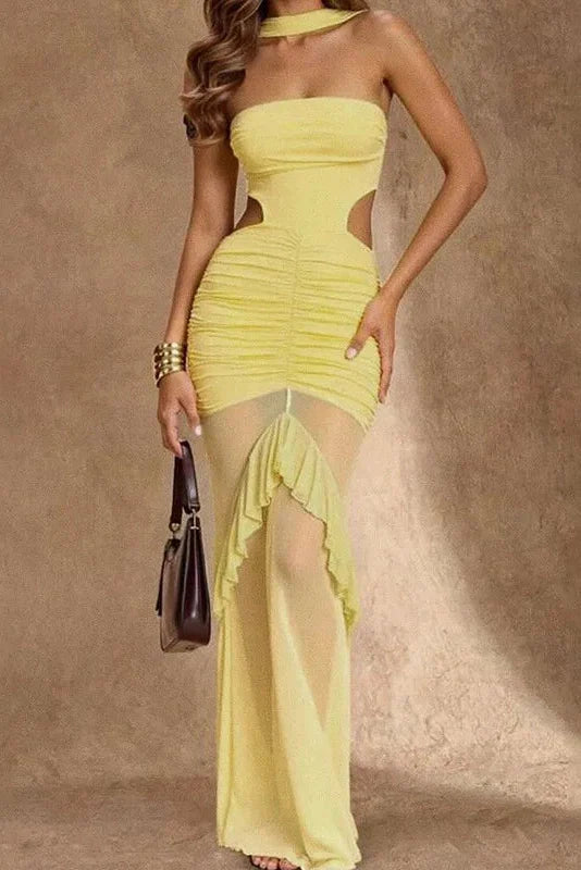 Elegant Slim High-Waisted Maxi Dress