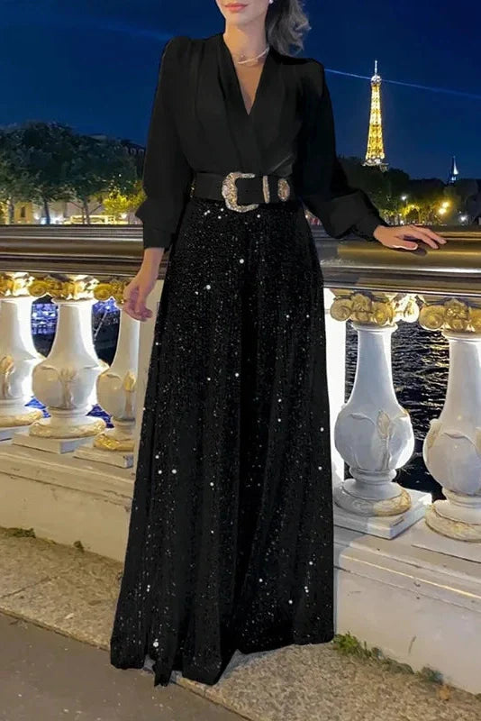 Elegant Loose V Neck Maxi Dress