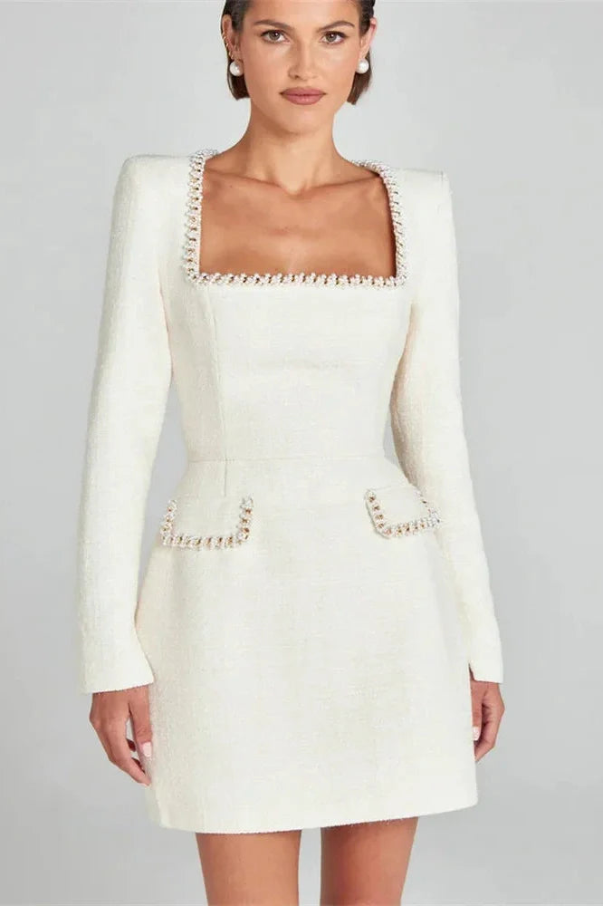 Long Sleeve Square Collar Mini Dress