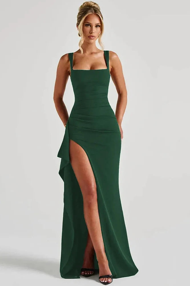 Spaghetti Strap Sleeveless Backless High Split Maxi Dress