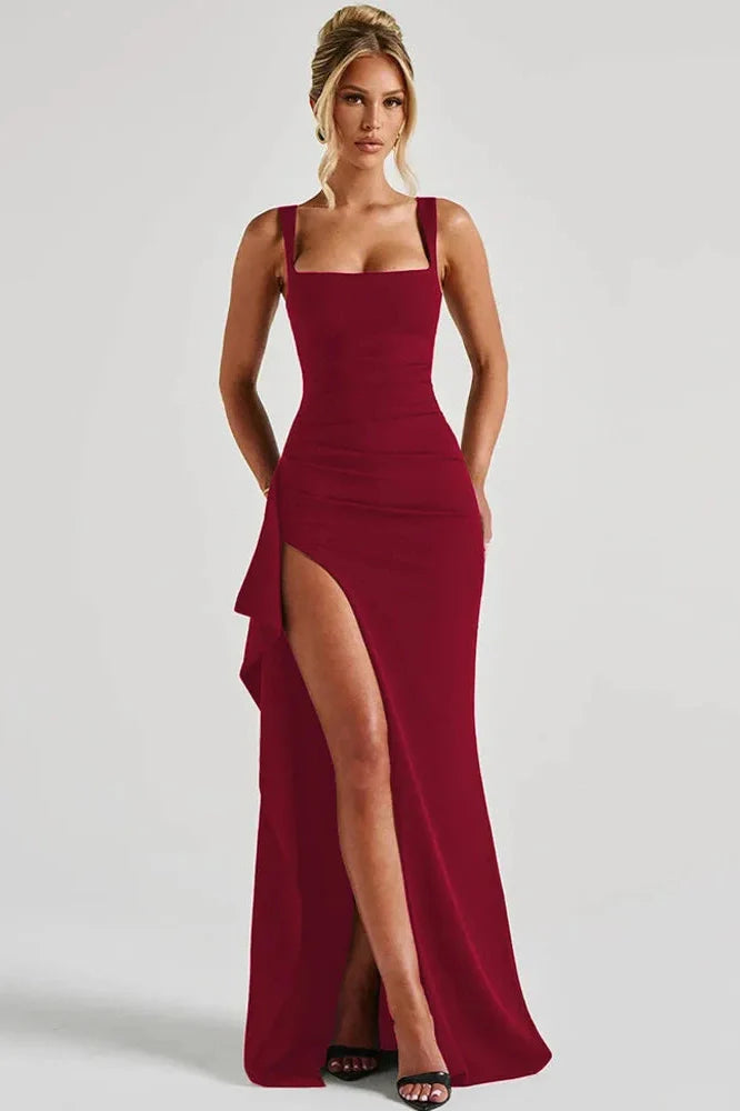 Spaghetti Strap Sleeveless Backless High Split Maxi Dress