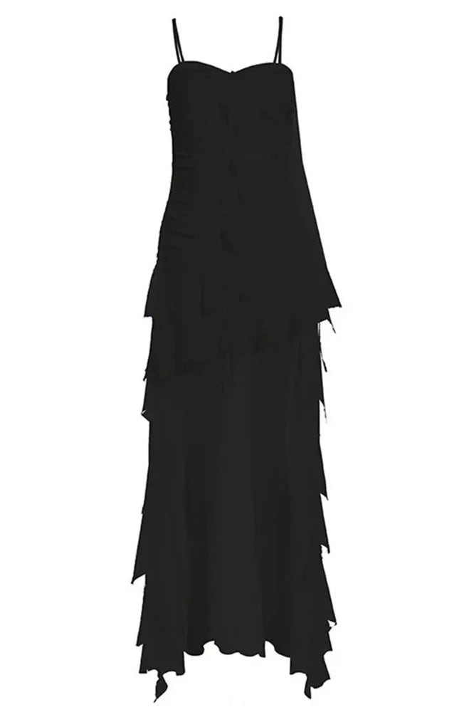 See-Through Backless High Waist Maxi Dress