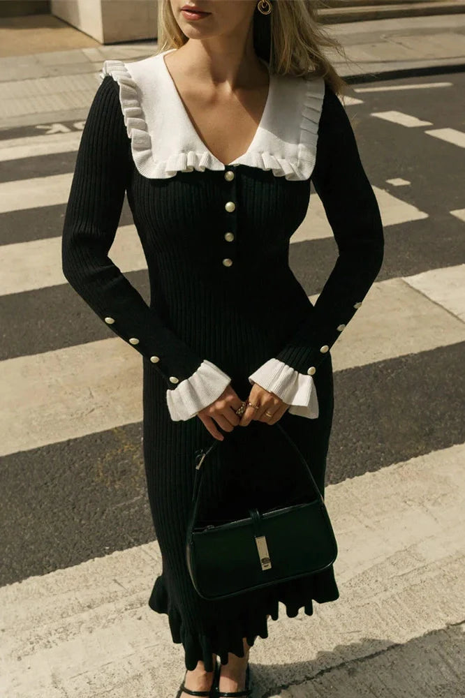 Long Sleeve High Waist Midi Dress