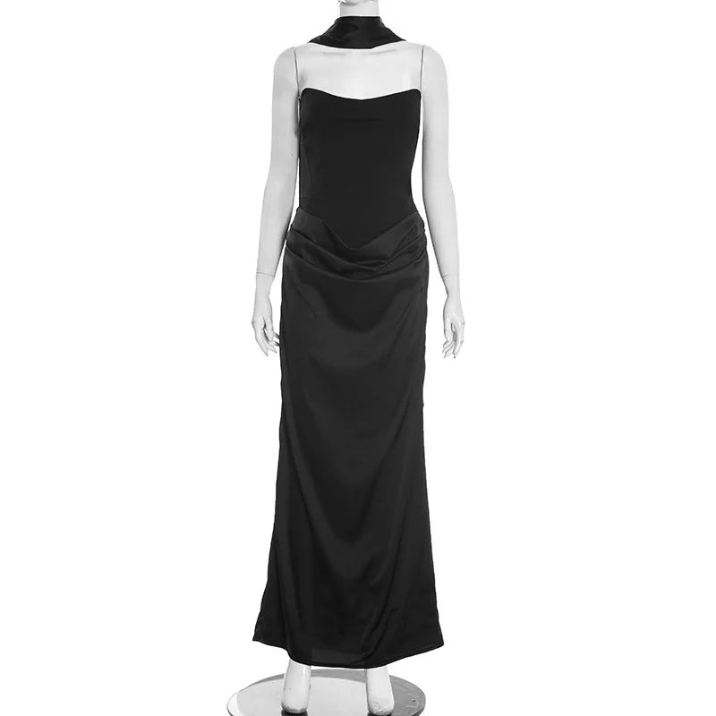 Elegant Strapless Backless Slim Maxi Dress
