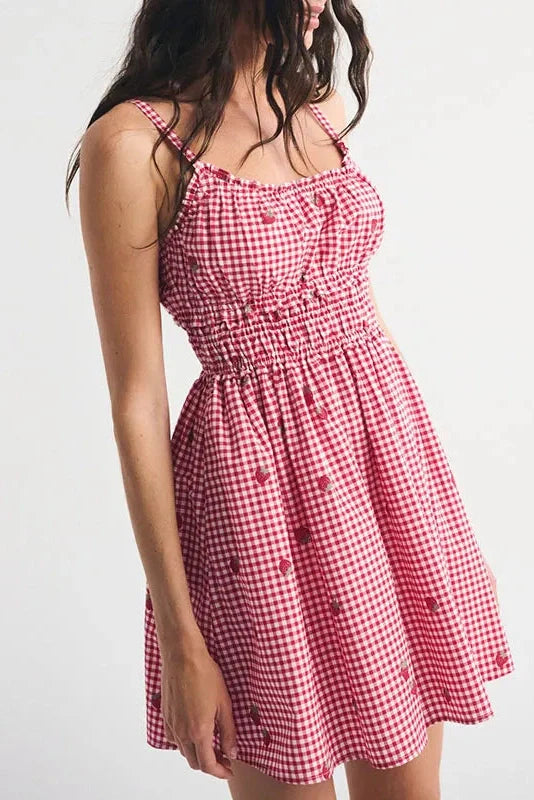 Hollow Out Sleeveless Slim Pleated Printed Mini Dress
