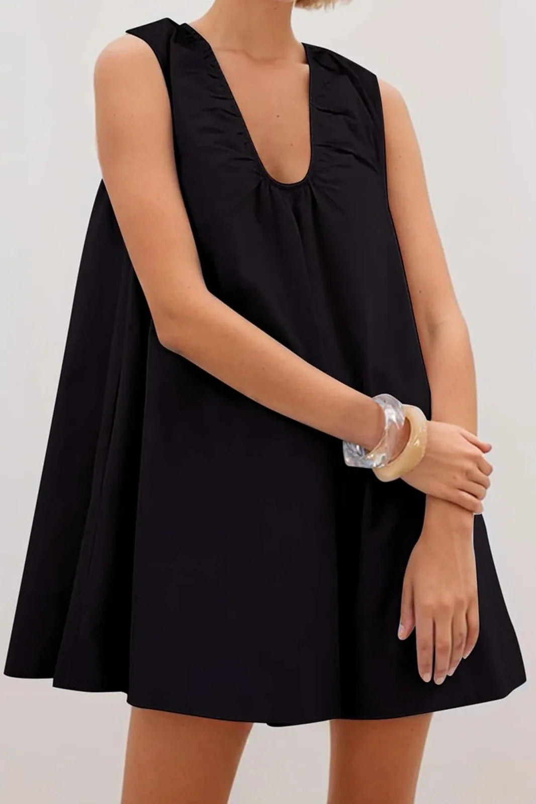 V-Neck Sleeveless Loose Mini Dress