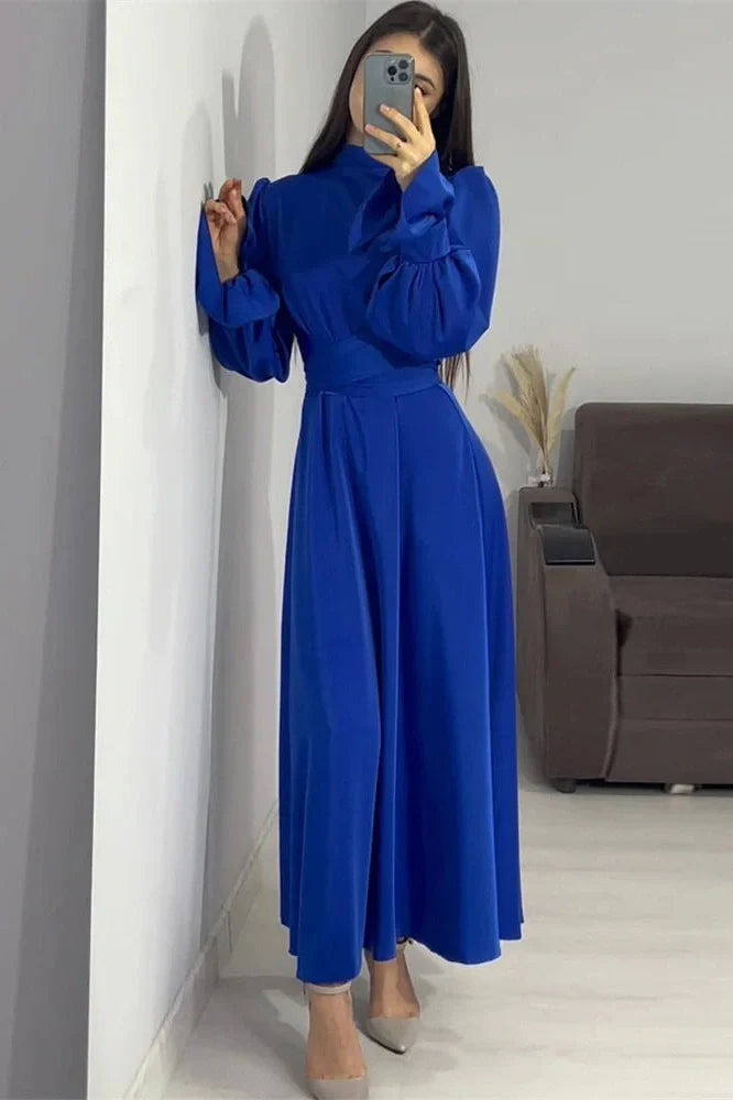 Patchwork Slim Lace-Up Maxi Dress
