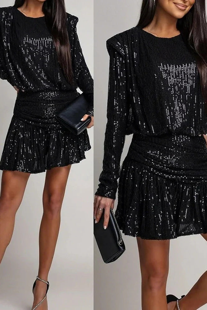 Elegant Fit High Waist O-Neck Mini Dress