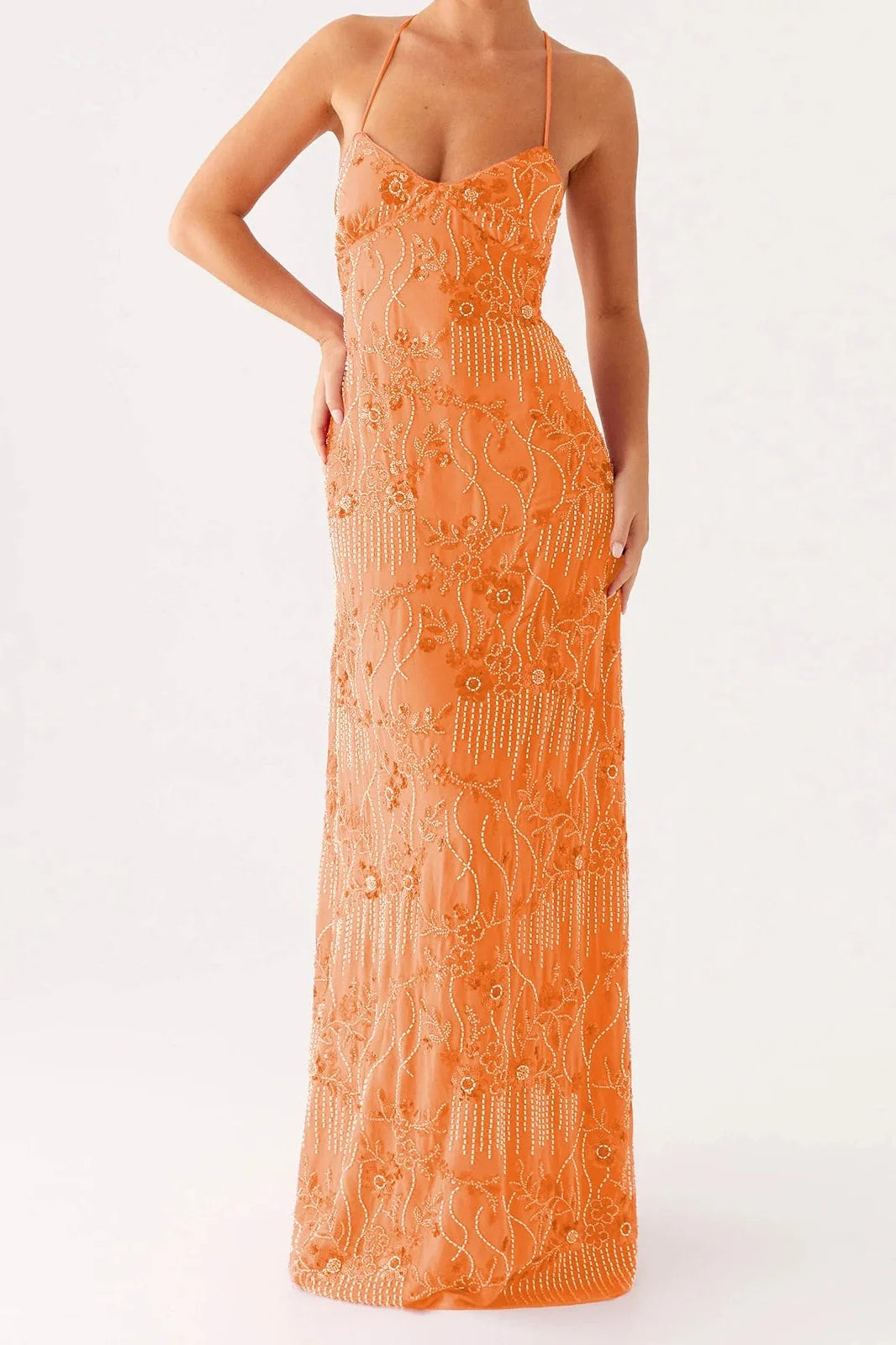 Sleeveless Backless Spaghetti Strap Maxi Dress