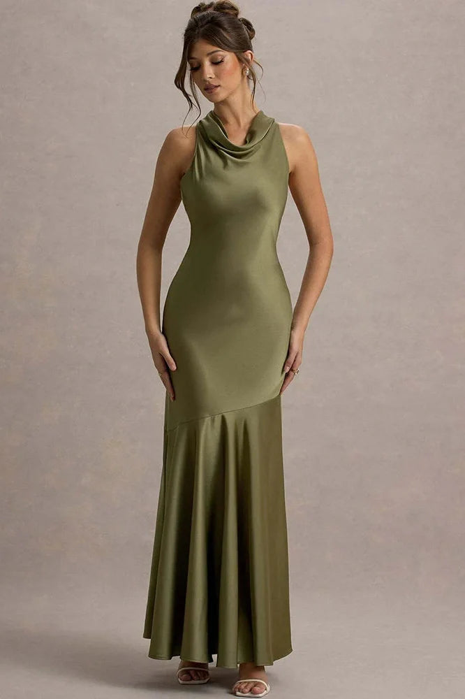 Elegant Sleeveless Backless Pleated Maxi Dress