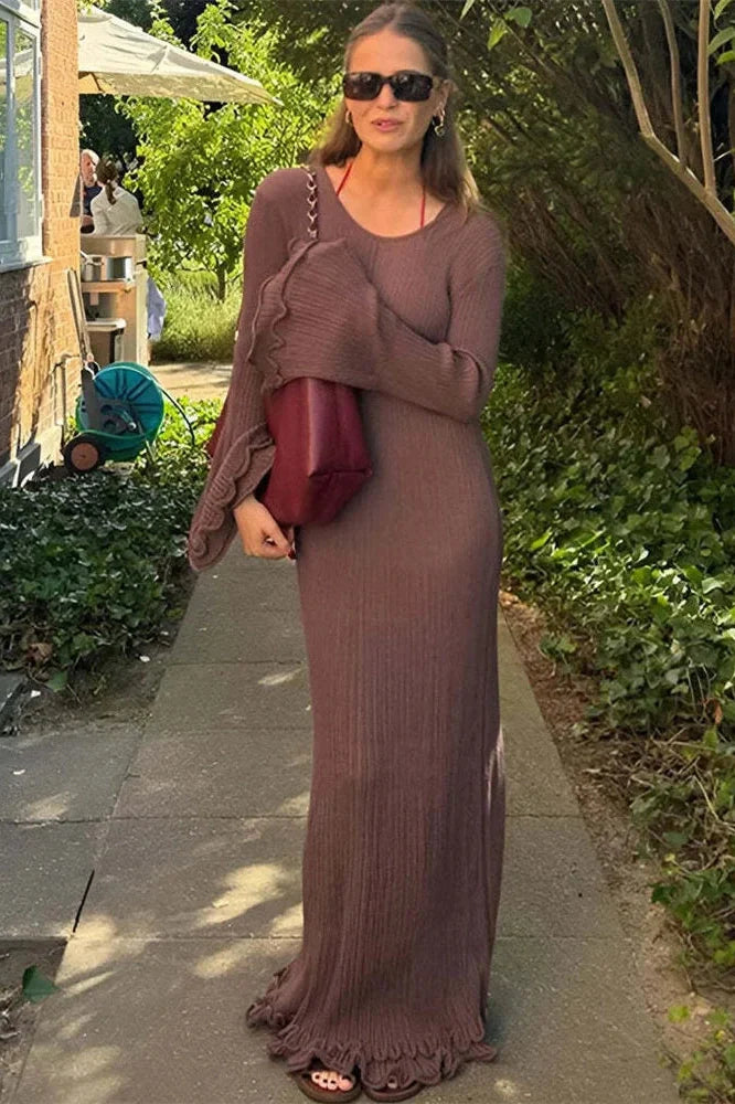 Lace-Up Patchwork Loose Maxi Dress
