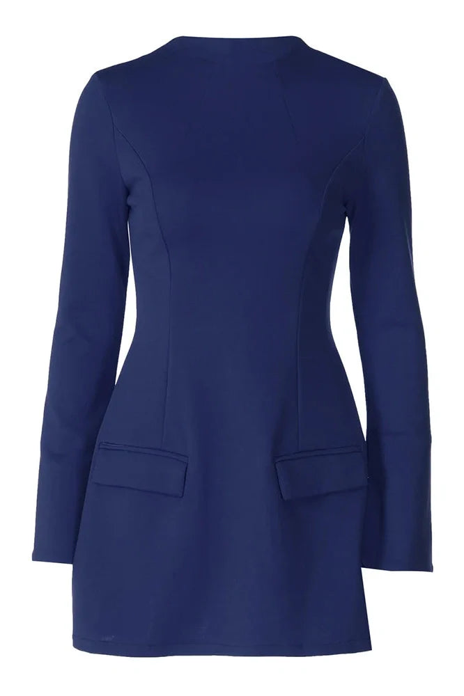 Elegant Long Sleeve Slim A-Line High Waist Mini Dress