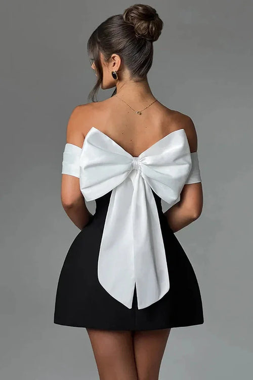Backless Off-Shoulder Strapless Sleeveless A-line Mini Dress