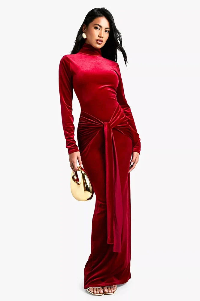 Long Sleeve Turtleneck Bodycon Maxi Dress