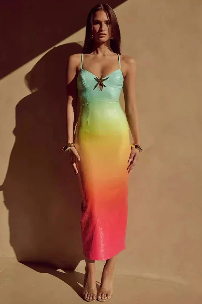 Spaghetti Strap Sleeveless Backless Maxi Dress