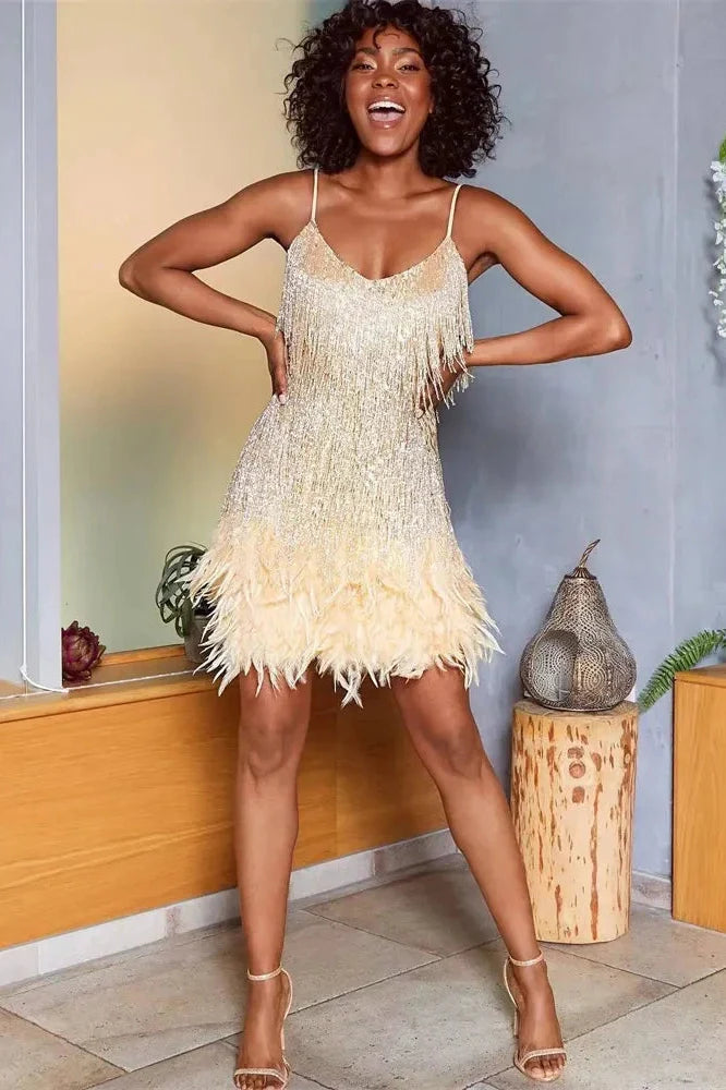 Elegant Spaghetti Straps Mini Dresses