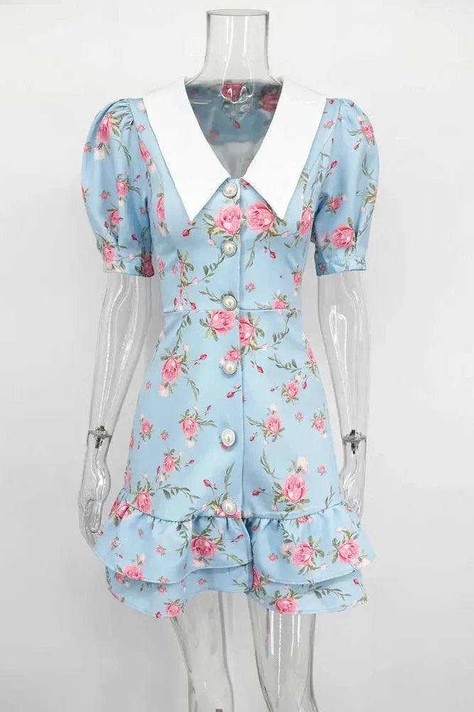 Printed Short Sleeve Patchwork Bodycon Mini Dress