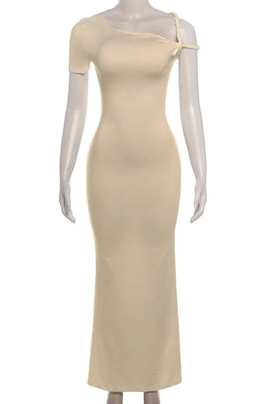 One Shoulder Slim High Waist Sleeveless Bodycon Mini Dress