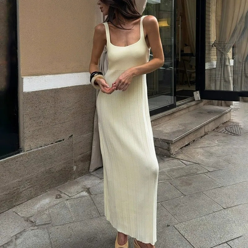 Elegant Patchwork Backless Maxi Dress