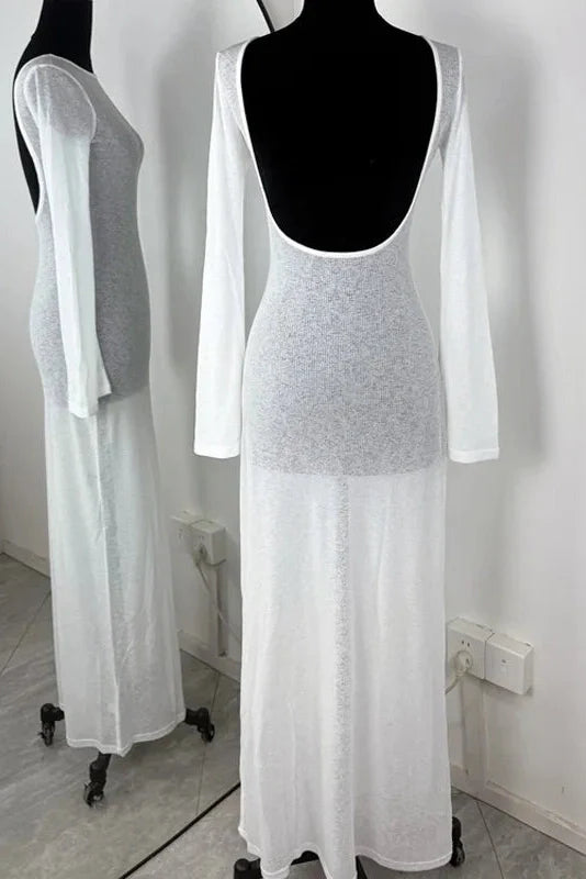 See-Through Loose Long Sleeve Maxi Dress