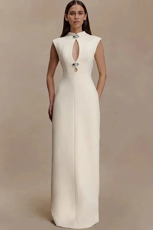 Elegant Hollow-Out Slim Round Neck Sleeveless Maxi Dress