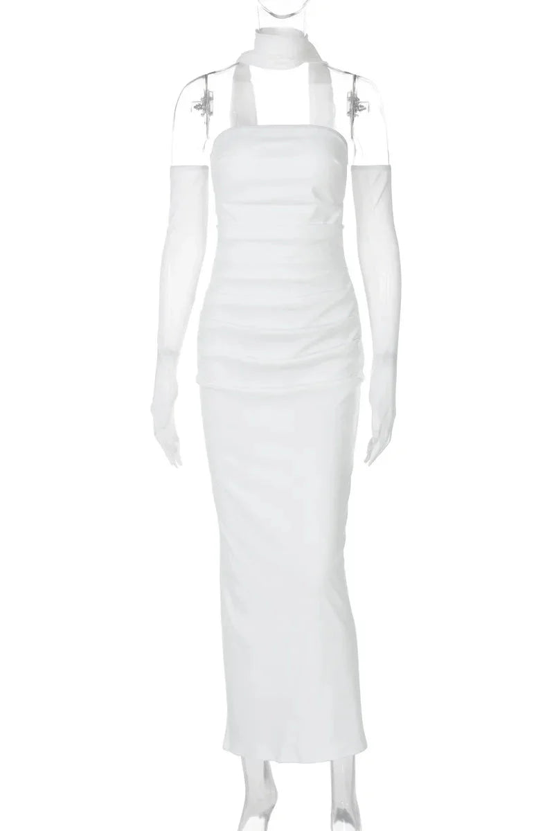 Elegant Strapless Slim Sleeveless Maxi Dress