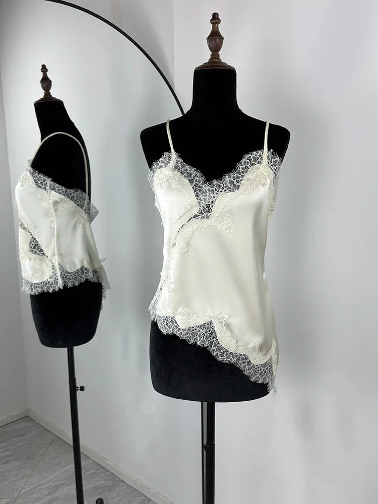 Lace Spaghetti Strap Slit Bodycon Mini Dress