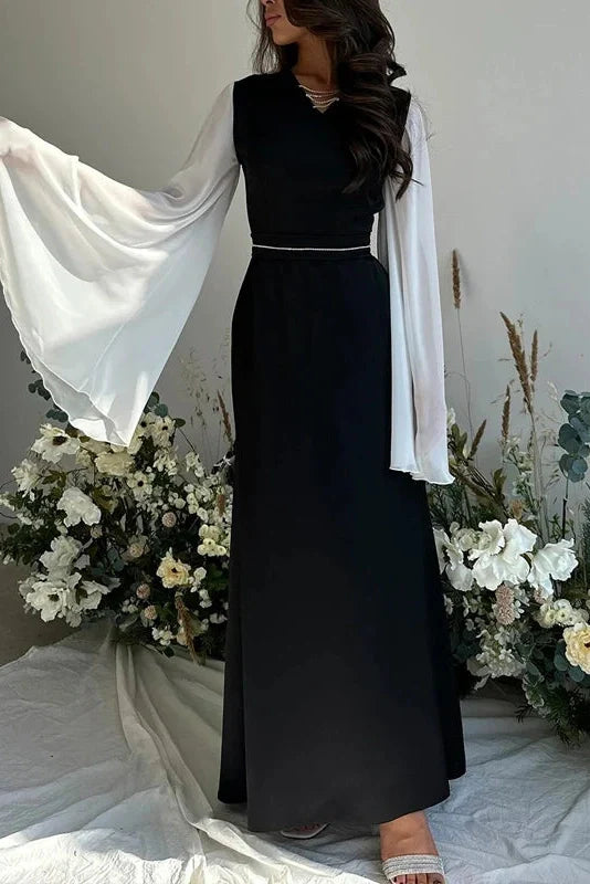 Hollow Out V-Neck Flare Sleeve Maxi Dress