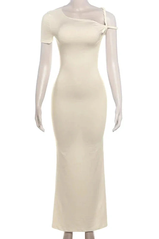 One Shoulder Slim High Waist Sleeveless Bodycon Mini Dress