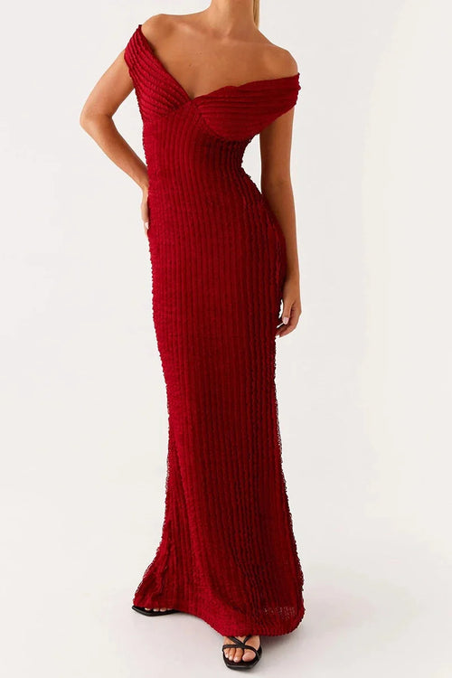 Bodycon Off-Shoulder Slim Fit Maxi Dress