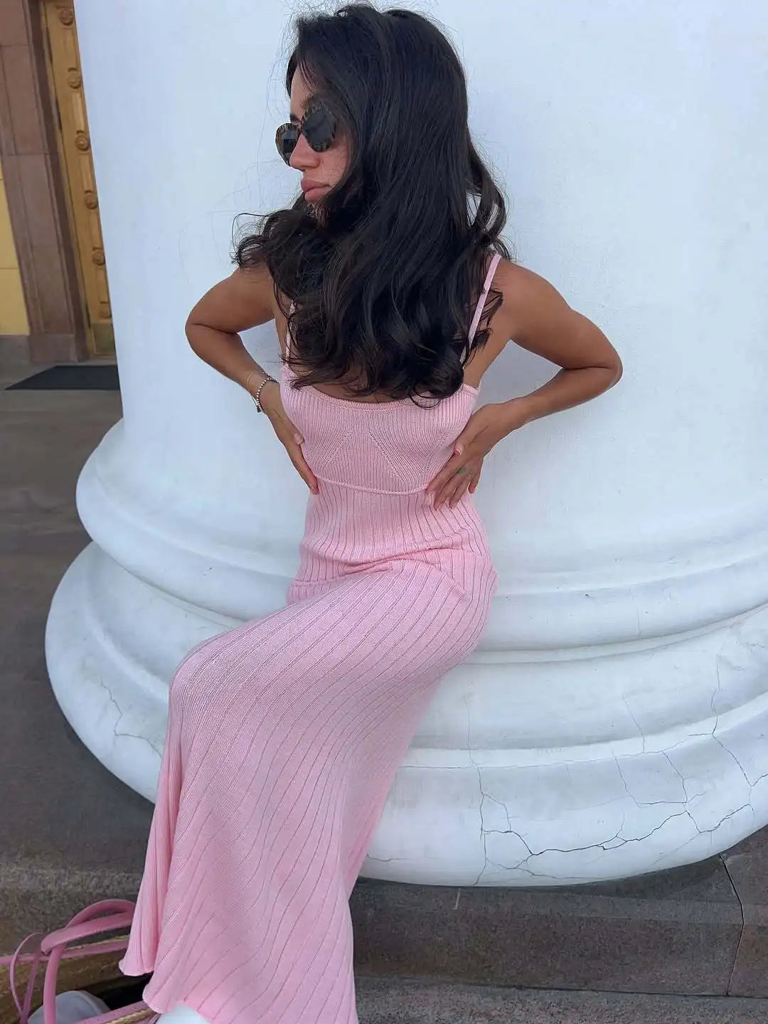 Elegant Knitted Sleeveless Bodycon Maxi Dress