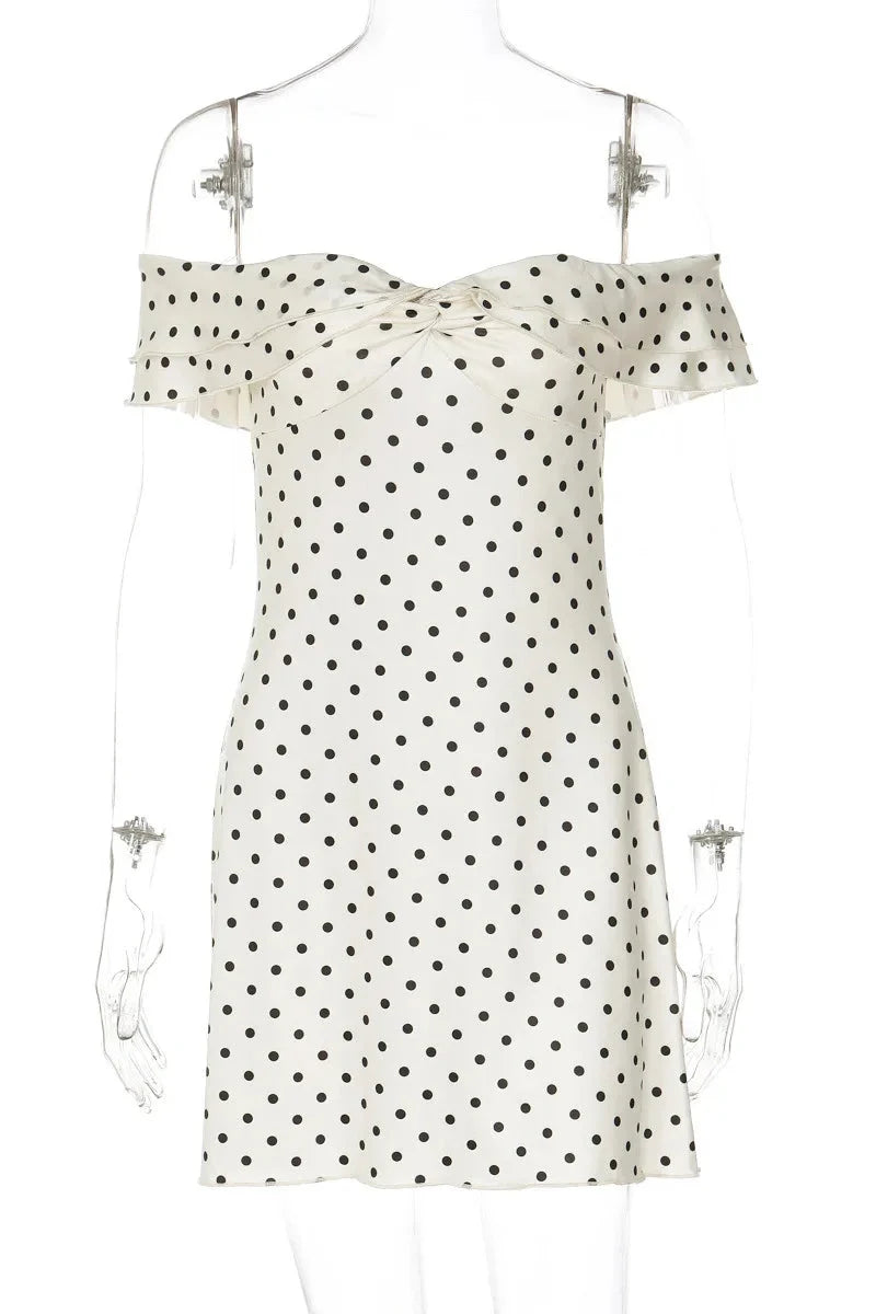 Polka Dot Print Sleeveless Backless Slim Mini Dress