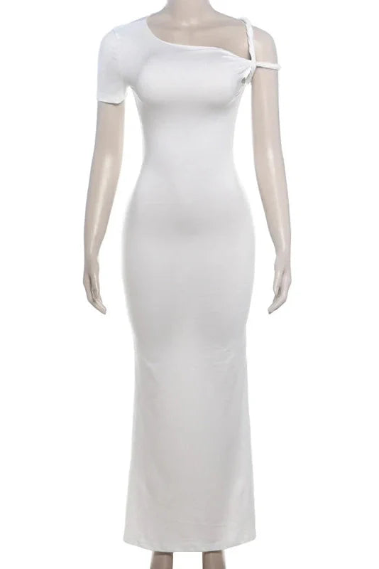 One Shoulder Slim High Waist Sleeveless Bodycon Mini Dress