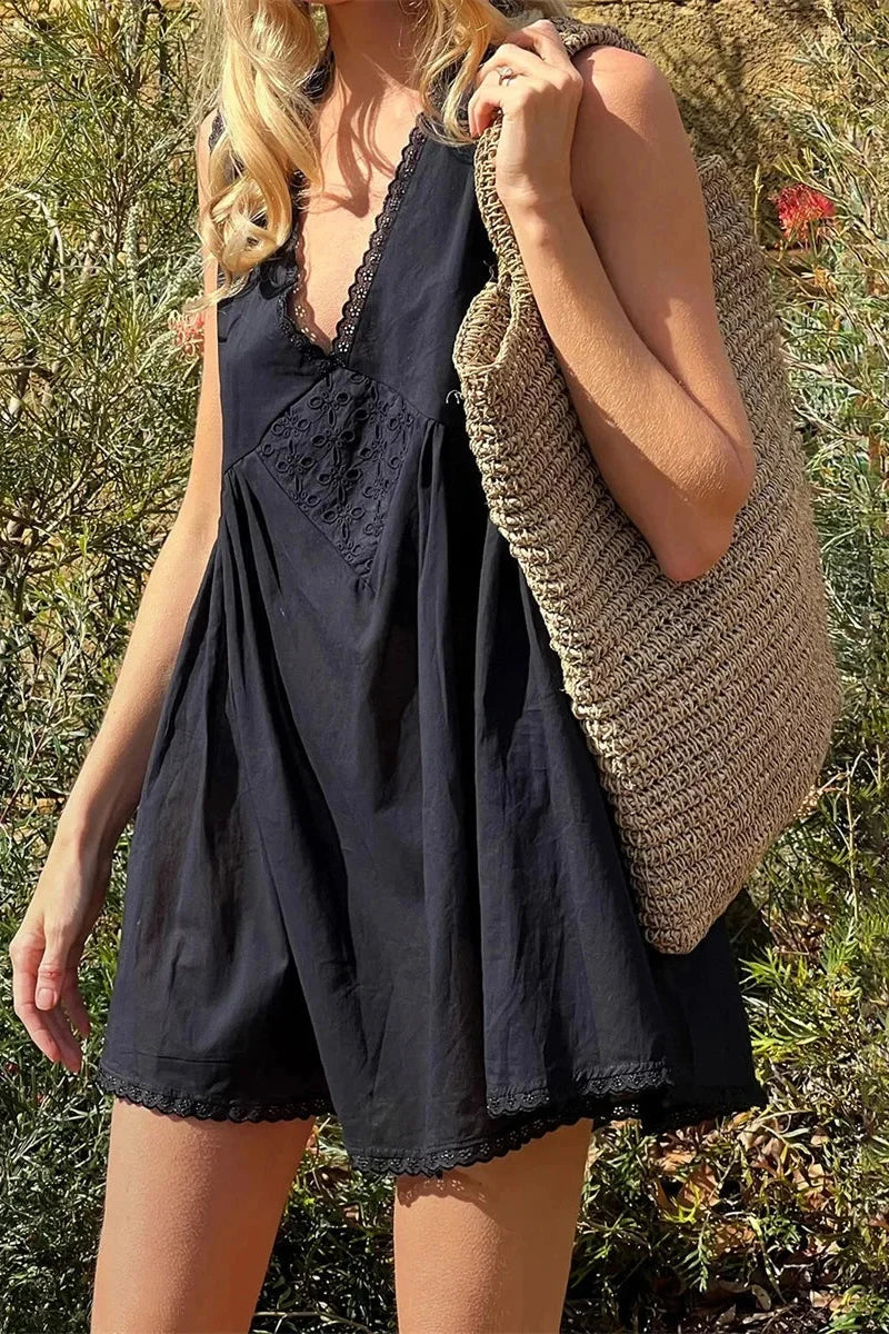 Sleeveless Deep V-Neck Mini Dress