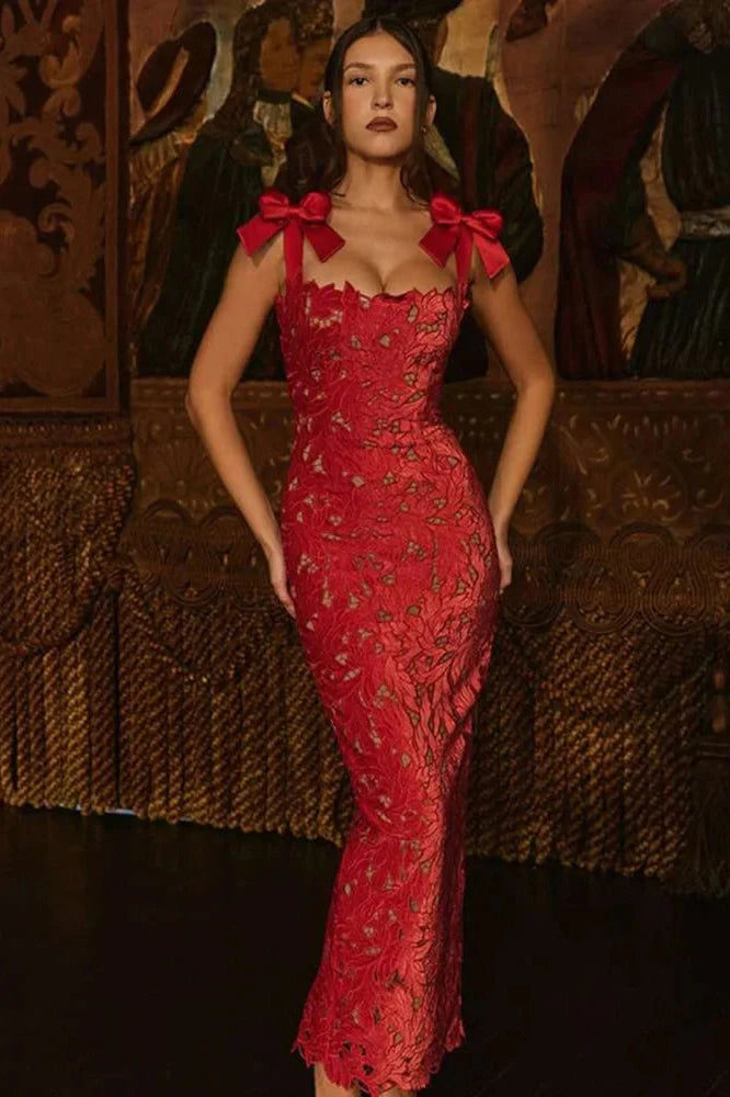 Lace Sleeveless Backless Bodycon Maxi Dress