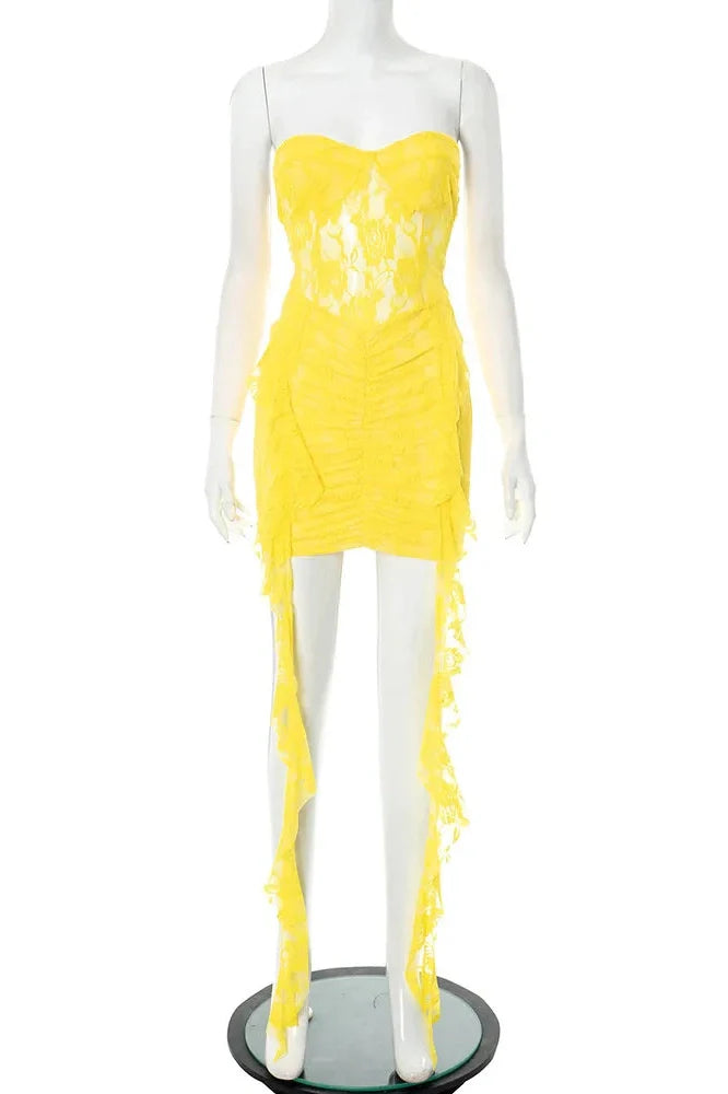 Lace Off-Shoulder Backless Sleeveless Mini Dress