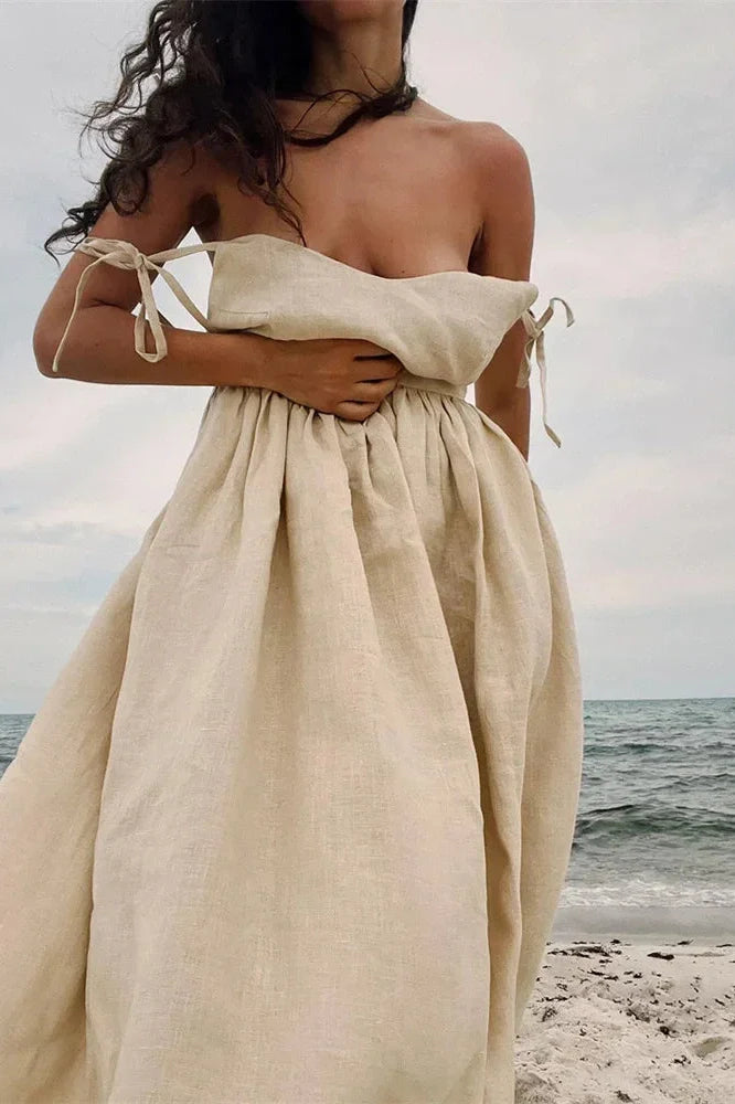 Lace-Up Backless High Waist Slim Midi Dress
