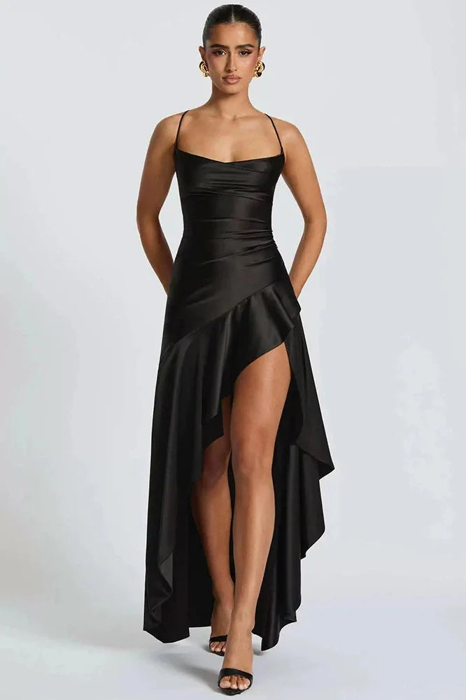 Spaghetti Strap Sleeveless Backless High Split Maxi Dress