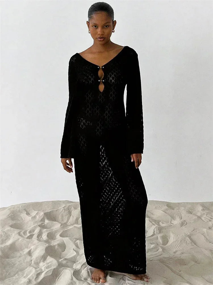 See-Through Knitted Maxi Dress