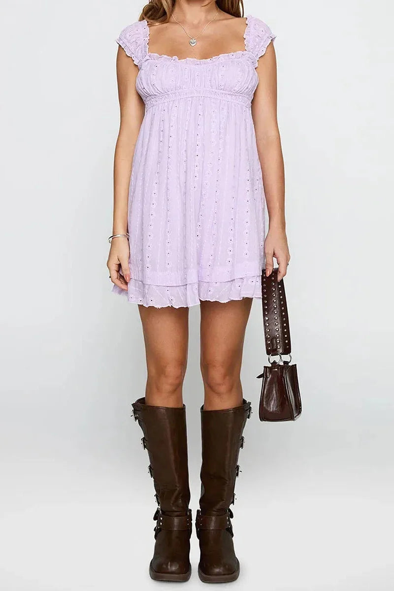 Sleeveless Floral Embroidery Loose A-Line Mini Dress