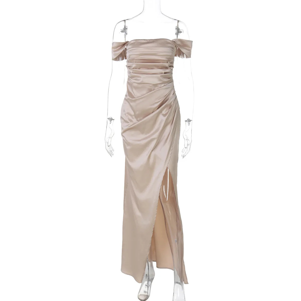 Off Shoulder Lace Up Slim Sleeveless Maxi Dress