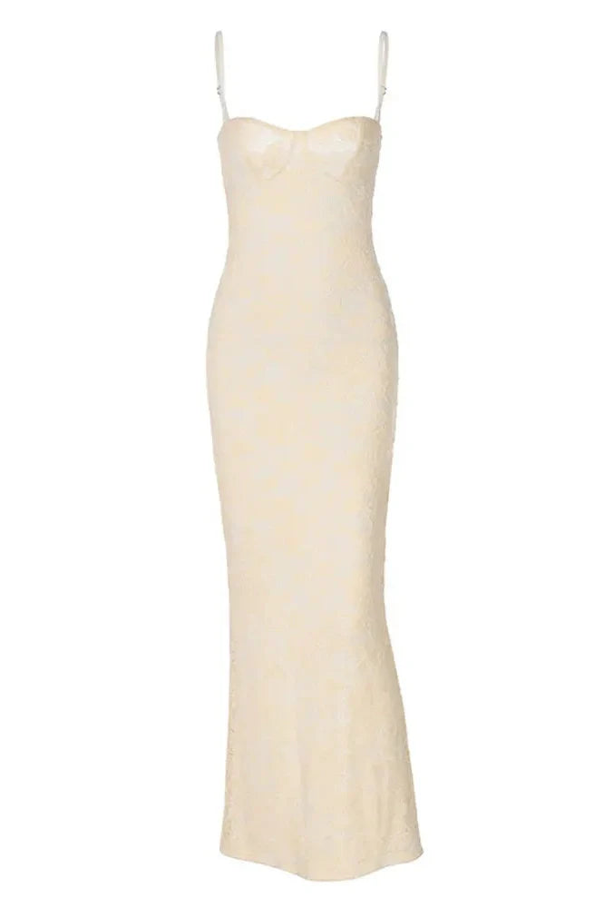 Lace Printed Backless Patchwork High Waist Maxi Dress