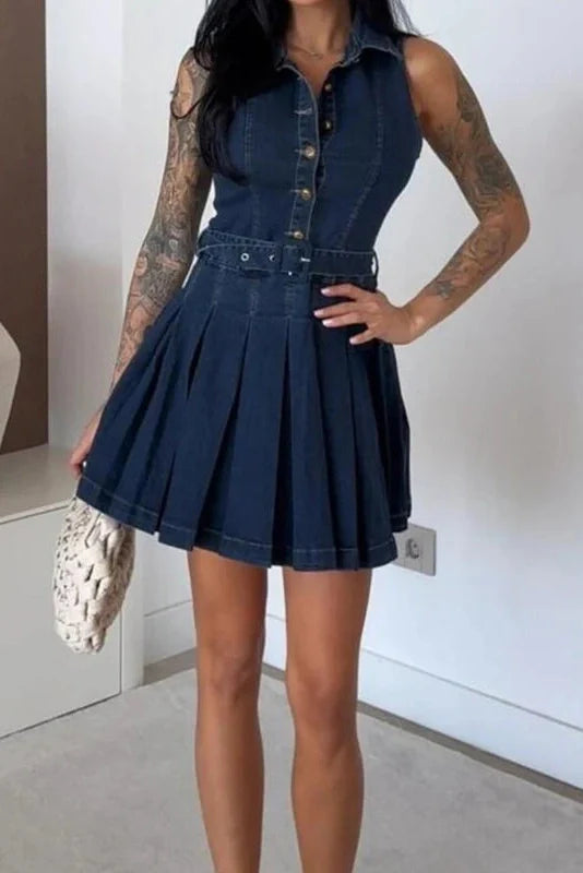 Sleeveless High Waist Slim Lace Up Mini Dress