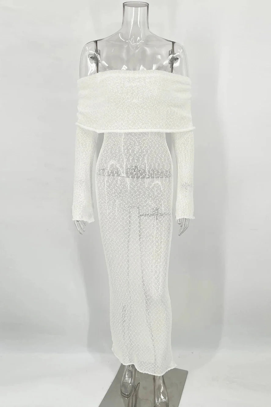 Hollow Out Off-Shoulder Maxi Dress