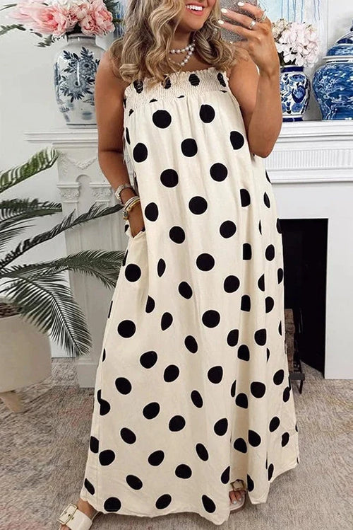 Backless Sleeveless Loose Pleated Printed Maxi Dress