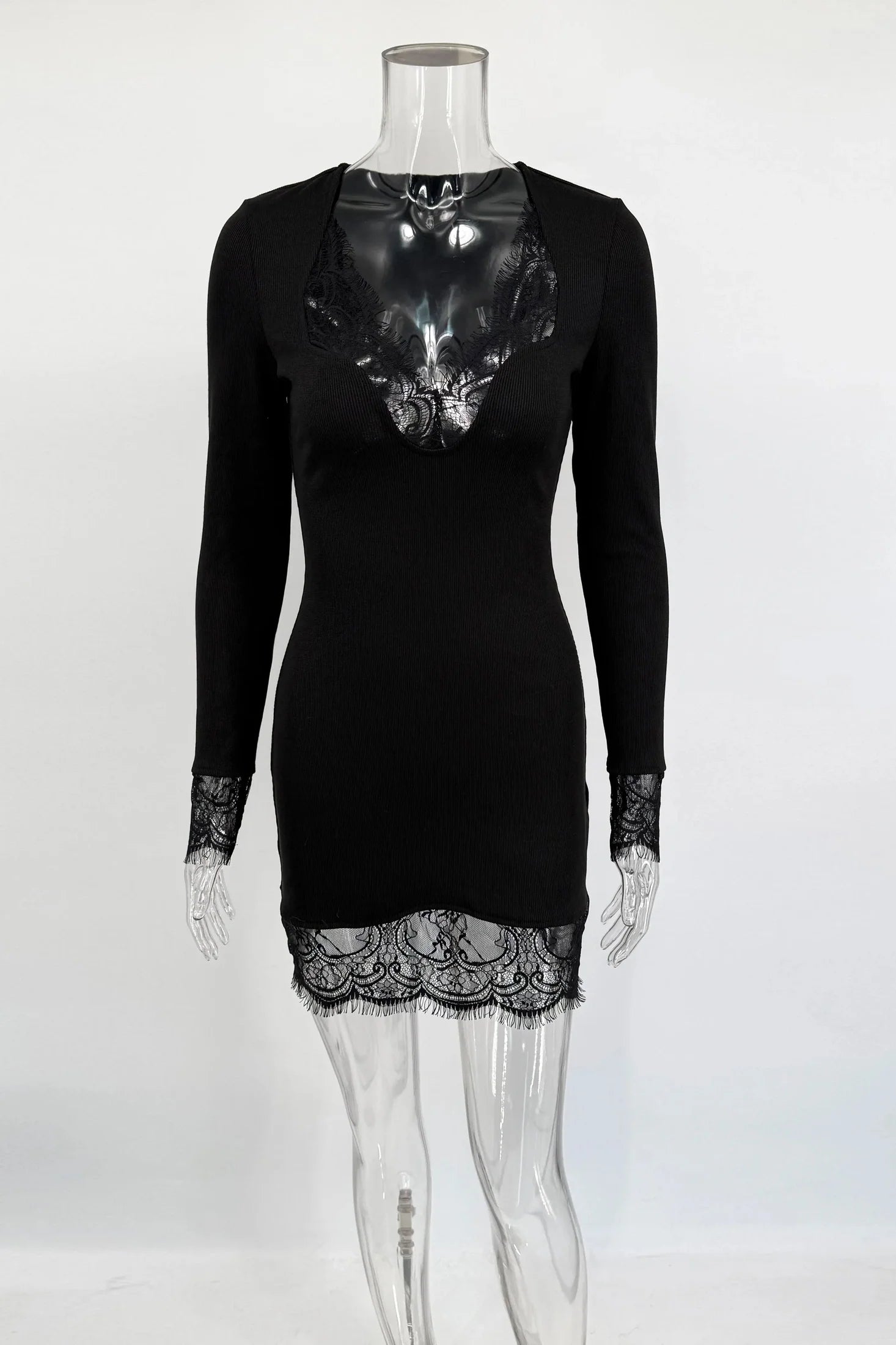 Lace Sleeveless High-Waisted Slim Mini Dress