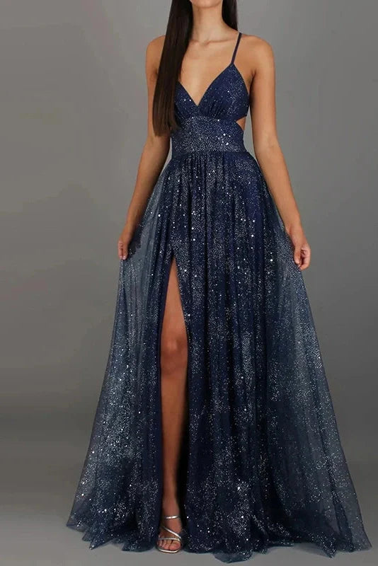 Hollow Out Sleeveless V-Neck High Waist Pleated Maxi Dress