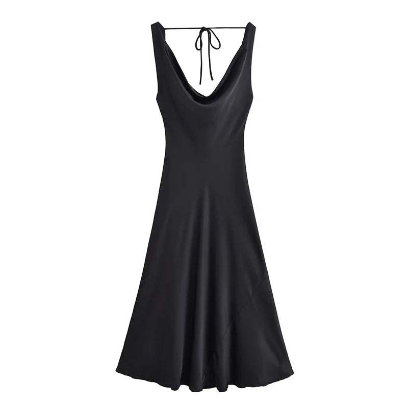 V Neck Lace Up Backless Sleeveless Maxi Dress